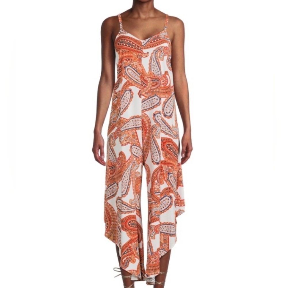 Paisley Print Orange and White Jumpsuit Ivy Street Size 1X